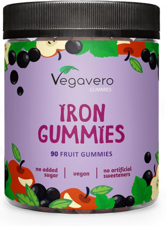 Vegavero Iron Gummies жевательные витамины с железом, для детей и взрослых, 90 пастилок, натуральный состав