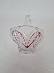 Корзинка винтажная Anna Hutte, хрусталь с красным декором, 15 x 11 x 18 см, Германия, 1960-70гг.