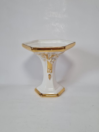 Bolognini Ваза Фарфоровая белая с фактурным позолоченным декором, 14см, Италия, 1960-70гг.