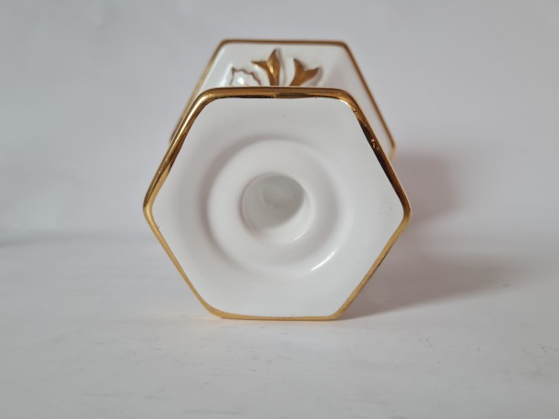 Bolognini Ваза Фарфоровая белая с фактурным позолоченным декором, 14см, Италия, 1960-70гг.