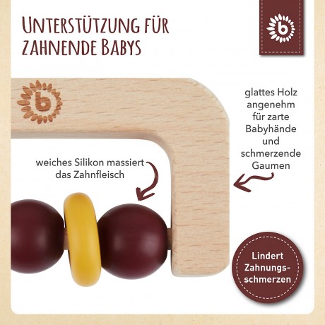 bieco Greifling Holz Natur Baby Beissring 10 cm Greifring mit Silikon Kugeln ab 0 M Beissringe Кольцо-захват из натурального дерева для прорезывания зубов для младенцев 10 см кольцо-захват с силиконовыми шариками от 0 M прорезыватели для зубов
