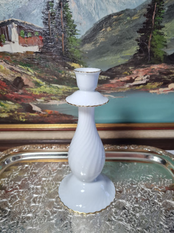 Подсвечник винтажный Alka Kunst / Alboth&Kaiser Bavaria с золотой каймой, фарфор, 21 см, Германия, 1960-70гг.