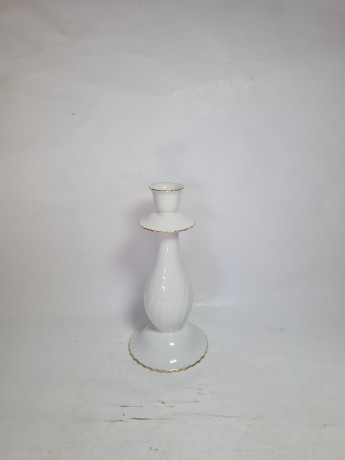 Подсвечник винтажный Alka Kunst / Alboth&Kaiser Bavaria с золотой каймой, фарфор, 21 см, Германия, 1960-70гг.