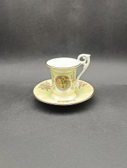 Кофейная пара винтажная Kahla "Беседа" в бежевых тонах, фарфор, Германия, 1960-70гг.