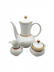Набор для чая винтажный Seltmann Weiden Bavaria / Коллекция Annabell, белый фарфор с золоченым орнаментом, Германия, 1960-70гг.