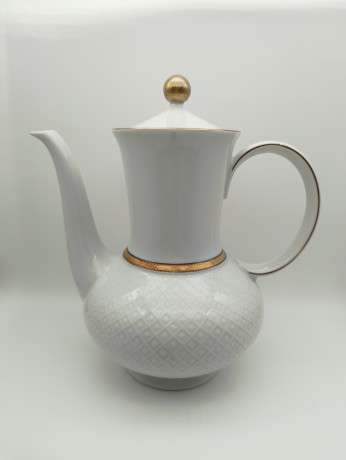 Набор для чая винтажный Seltmann Weiden Bavaria / Коллекция Annabell, белый фарфор с золоченым орнаментом, Германия, 1960-70гг.