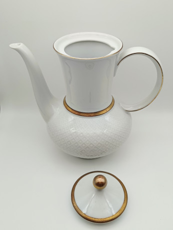 Набор для чая винтажный Seltmann Weiden Bavaria / Коллекция Annabell, белый фарфор с золоченым орнаментом, Германия, 1960-70гг.