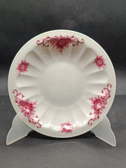 Тарелка винтажная Seltmann Weiden Bavaria с обьемным принтом из розовых цветков, с гранями, фарфор, 19 см, Германия, 1960-70гг.