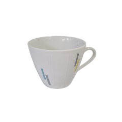 Кофейная чашка винтажная Mitterteich Bavaria, белый фарфор с красочным декором, 10,5 x 7 см, Германия, 1960-70гг.