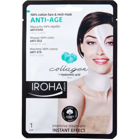 Iroha Anti Aging 100 % Cotton Face & Neck Mask Антивозрастная маска для лица и шеи из 100% хлопка
