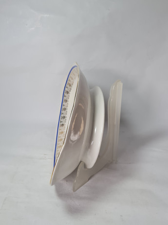 Блюдо винтажное Wawel Poland на ножке, сине-золотой орнамент, фарфор, 34 х 22 см, Польша, 1970-80гг.