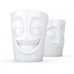 Fiftyeight Products TV Tassen Becher ohne Henkel Set 2-tlg. - lachend &amp; lecker 0,35 L Набор чашек для телевизора без ручки 2 шт. - смеющийся и вкусный 0,35 л