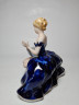 ARPO Винтажная статуэтка "Девушка в синем платье и с веером", 8см x 16см, Румыния, 1960-70гг.