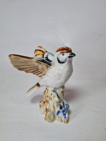 Фигурка "Воробей на ветке", 9 x 8 см, Германия, 1960-70гг.