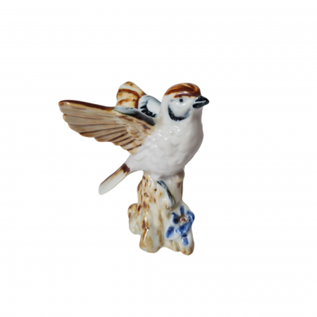 Фигурка "Воробей на ветке", 9 x 8 см, Германия, 1960-70гг.