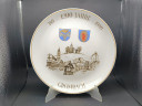 Тарелка декоративная винтажная Sophienthal "1200 лет Громбаху", юбилейная, фарфор, 30 см, Германия, 1989 год.