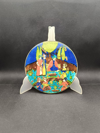 Тарелка декоративная винтажная Marmara Cini Blue, яркие цвета, керамика, 16 см, Турция, 1970-90гг.