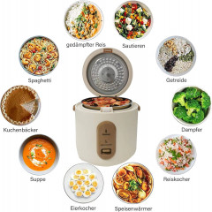 Mutoy Mutoy Multikocher 2L Reiskocher mit Dampfgarer,Antihaft-Garen,One-Touch-Bedienung, Perfekt fur 1-4 Personen zum Kochen von Reis,Fleisch,Nudeln oder Suppe  Мультиварка Mutoy, рисоварка объемом 2 л с пароваркой, антипригарное приготовление, управление