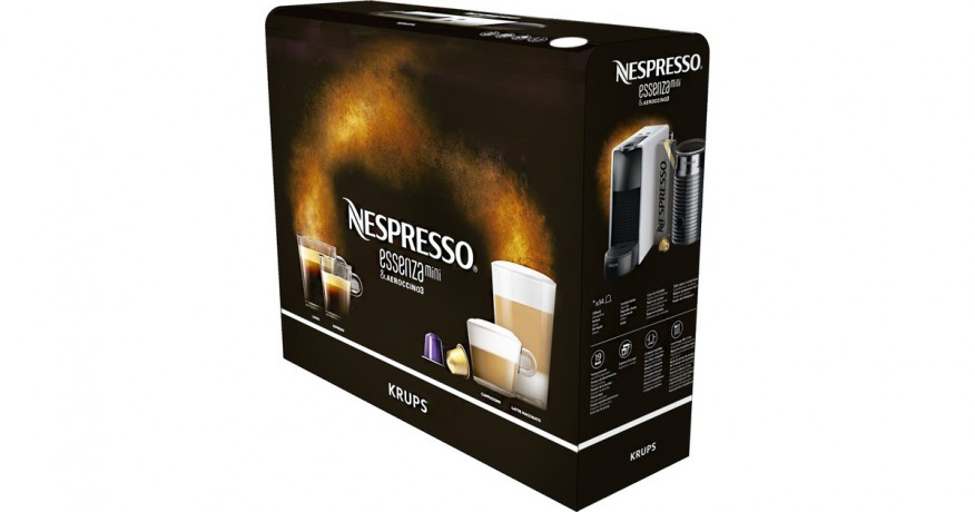 Krups Krups Nespresso Essenza Mini & Aeroccino3, Kapselmaschine schwarz  schwarz Krups Nespresso Essenza Mini &amp; Aeroccino3, капсульная машина черный