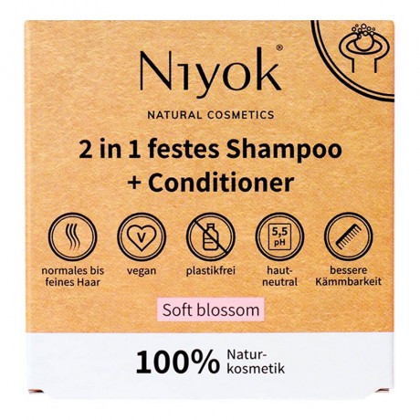 Niyok 2in1 festes Shampoo+Conditioner Soft blossom 80g Твердый шампунь+кондиционер 2в1 Мягкий цветок 80г