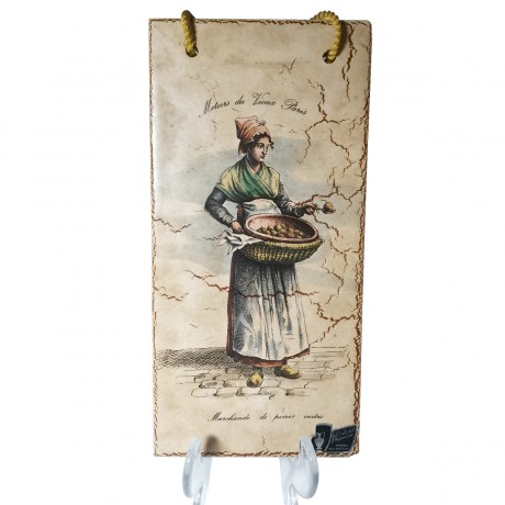 Silberdistel fayence, Силбердистел Декоративное фаянсовое подвесное панно-хромолитография "Продавщица груш" в французском стиле, Германия 1965г.