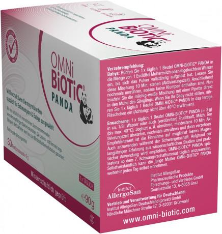 OMNI-BIOTIC Panda 30st, Пробиотик Омни-биотик Панда для беременных женщин и детей с рождения, 4 штамма полезных бактерий, 30 штук х 3г