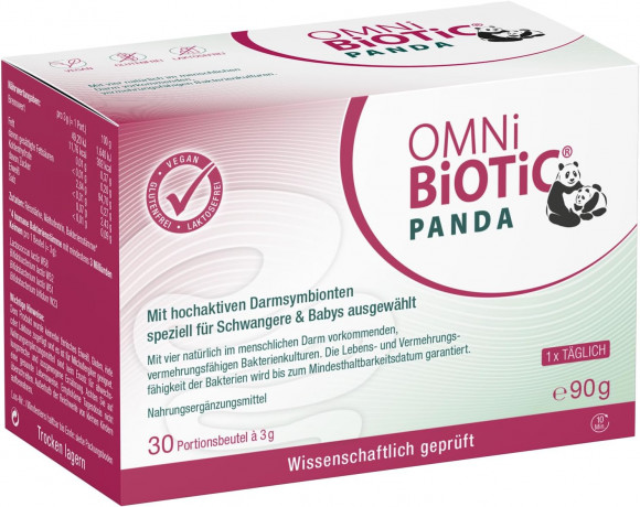 OMNI-BIOTIC Panda 30st, Пробиотик Омни-биотик Панда для беременных женщин и детей с рождения, 4 штамма полезных бактерий, 30 штук х 3г