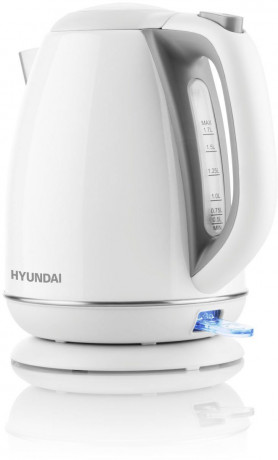 Hyundai Hyundai Wasserkocher VK302W, 1,7 l, 2200 W, Edelstahl, Uberhitzungsschutz, Automatische Abschaltung  Чайник Hyundai VK302W, 1,7 л, 2200 Вт, нержавеющая сталь, защита от перегрева, автоотключение