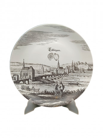 Тарелка декоративная винтажная Altenkunstadt / Elektror 50 лет "Еблинген", юбилейная, фарфор, 30 см, Германия, 1970-80гг.