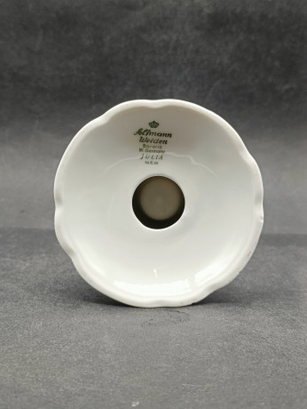 Подсвечник винтажный миниатюрный Seltmann Weiden Bavaria / Коллекция Julia, с тонким голубым узором, фарфор, 8.5 х 9 см, Западная Германия, 1970-80гг.