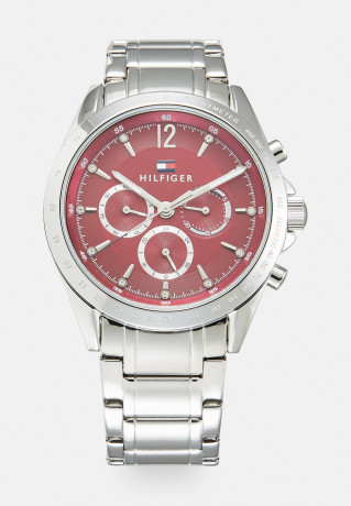 Tommy Hilfiger Chronograph watch silver-coloured/red Часы с хронографом серебристый/красный