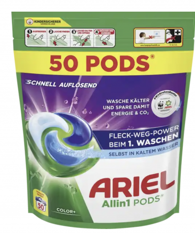 Ariel Colorwaschmittel Flussig All-in-1 Pods Grobpackung 100WL, Капсулы All-in-1 для стирки цветоного белья 100 штук