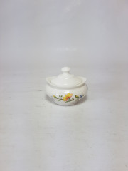 Вазочка с крышкой Aynsley, английский костяной фарфор "Цветы и бабочки", 7 x 5,5 x 6 см, Англия, 1960-70гг.