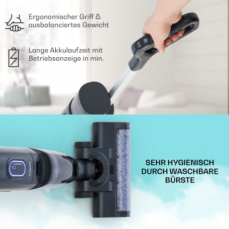 Klarstein Klarstein Akku-Hand-und Stielstaubsauger Caswell Plus, 150 W, beutellos, Nass Trocken Sauger Akku Kabellos Beutellos LED 150 Беспроводной ручной и стержневой пылесос Klarstein Caswell Plus, 150 Вт, без мешка, пылесос для влажной и сухой уборки,