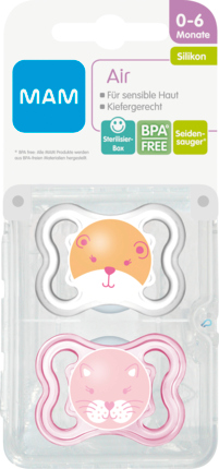 MAM Соска Air Силикон	 0-6 Месяц	ы для Mädchen inklusive sterilisier-Transportbox, 2 шт