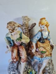 Статуэтка винтажная Lovato "Юноша с девушкой у фамильного древа", фарфор, 40 x 37 см, Германия, 1960-70гг.