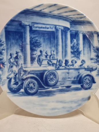 Тарелка декоративная винтажная Genuine Blue China "Тур Мерседес Бенц. Нюрнберг", мотив 7, фарфор, 19.5 см,Германия, 1960-70гг.