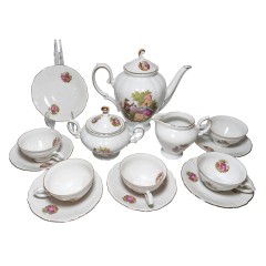 Winterling Schwarzenbach Bavaria, Винтерлинг Шварзенбах Кофейный набор на 5 персон с изображением мотивов "Галантная сцена" Фрагонара, Германия, 1950г