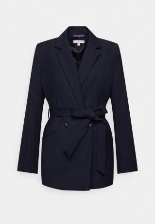 Tommy Hilfiger BELTED Short coat marine ПОЯС Короткое пальто морской