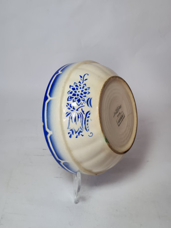 Миска винтажная Sarreguemines / Canebiere с синим орнаментом, фарфор, Франция, 1940-50гг.