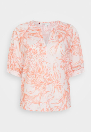 Tommy Hilfiger VOILE HENLEY HALF Blouse pineapple island/sunset peach VOILE HENLEY ПОЛУБЛУЗА ананасовый остров/персиковый закат